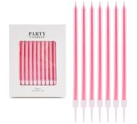 24 Pièces Bougies d'Anniversaire Métalliques Poudre nacrée- avec Supports - Bougies Décoratives pour Gâteau - Anniversaire, Mariage, Fête Adulte & Enfant - Décoration de Fête Élégante