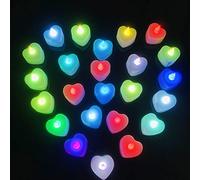 24 Pièces Bougies LED Amour Electrique Flamme Vacillante Bougie Sans Flamme Bougie Chauffe-plat à Piles pour Maison Mariage Fête Noël Décoration (Amour-Coloré)