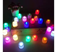 24 Pièces Bougies LED Bougie Electrique Flamme Vacillante Bougie Sans Flamme Bougie Chauffe-plat à Piles pour Maison Mariage Fête Noël Décoration (Cylindre-Coloré)