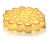24 Pièces Bougies LED Flamme Vacillante Chandelles Clignotantes Lampe Chauffe-Plat Électriques Sans Flamme Petite Bougie
