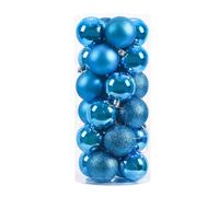 24 pièces Boules de noël Ornements 8 cm pour Arbre de noël décorations de noël Boules suspendues Pendentif fête de Mariage décor à la Maison-Bleu lac