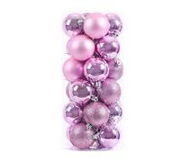 24 pièces Boules de noël Ornements 8cm pour Arbre de noël décorations de noël Boules suspendues Pendentif fête de Mariage décor à la Maison-Rose
