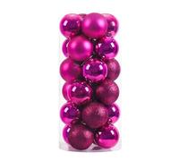 24 pièces Boules de noël Ornements 8cm pour Arbre de noël décorations de noël Boules suspendues Pendentif fête de Mariage décor à la Maison-Rose Rouge