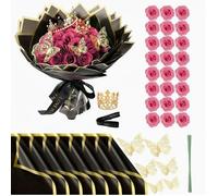 24 Pièces Bouquets de Roses Artificielles à Paillettes, Décor Rosa | avec Couronne Fleurs Deco, Saint-Valentin Mariage, pour Parti Accueil Cuisine