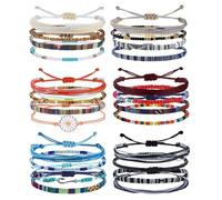 24 Pièces Bracelet Bresilien Femme Fille, Bracelets Plage Faits à la Main Réglable, Bracelets Tissu Cordon, Bracelet de Cheville en Corde Tressée Coloré, Unisexes pour Femmes Hommes (Couleur F)