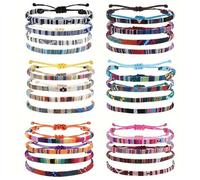 24 Pièces Bracelet Bresilien Femme Fille, Bracelets Plage Faits à la Main Réglable, Bracelets Tissu Cordon, Bracelet de Cheville en Corde Tressée Coloré, Unisexes pour Femmes Hommes (Couleur D)