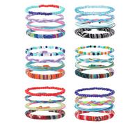 24 Pièces Bracelet Bresilien Femme Fille, Bracelets Plage Faits à la Main Réglable, Bracelets Tissu Cordon, Bracelet de Cheville en Corde Tressée Coloré, Unisexes pour Femmes Hommes (Couleur B)