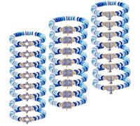 24 Pièces Bracelet Perlé de Hanoukka Bleu, Breloques Étoile de David et | Alliage Métallique Extensible, Style Minimaliste Bohème, Superposition Facile au Poignet, pour Événements Religieux ou Tenue