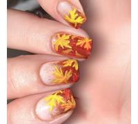 24 Pièces Brillante Presse Sur Les Clous Pointes De L'érable Feuilles Courtes Look Européen Manucure Art Artificiel Ongles De Ongles