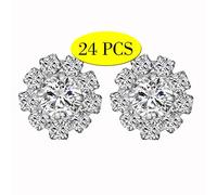 24 Pièces Broches en Cristal Bouton en Cristal Broches à Épingle de Fleuries Kit de Corsage en Strass Petite clair Strass Boutons en métal cristal,16 mm Shank