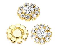 24 Pièces Broches en Cristal Bouton en Cristal Broches à Épingle de Fleuries Kit de Corsage en Strass boutons en verre plaqué or avec strass transparents,16 mm Flatback