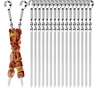 24 Pièces Brochettes de Barbecue en Acier Inoxydable, Kebab en Acier Inoxydable avec 2 pinceaux à huile, Brochette s pour Barbecue