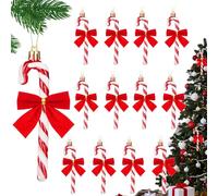 24 Pièces Canne à Sucre d'Arbre De Noël plus Noeuds de Ruban de Noël Un ensemble, Sucre d'Orge Bonbon Decoration Canne Bonbon De Noel Decoration Noel Pour La Fête De Noël