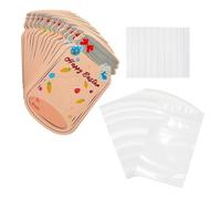 24 pièces carte de voeux en forme de pot de bonbons pour bonbons biscuits bonbons carte de voeux de vacances avec de rangement hermétique sacs auto-adhésifs