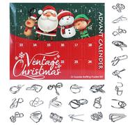 24 pièces Casse-tête Métal Puzzles Noël Calendrier de l'Avent 2024 Test Esprit Jeu 24 jours Noël Compte à rebours Noël Vacances Activité pour enfants Adultes Familles