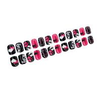 24 Pièces Coeur Acrylique Ongles Valentin Fausse Lèvre Impression Bâton Sur Court Carré Presse Dessus Pour Les Vacances