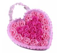 24 Pièces Coeur Parfumé Bain Corps Pétale Rose Fleur Savon De Mariage Décoration Cadeau Saveur Papier Fantaisie Savon Rose Vif