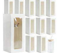 24 pièces Coffret cadeau avec couvercle de tasse, livré avec rubans, convient pour la sublimation de boîte d'affichage en verre, matériau transparent, adapté aux tasses, verres, bocaux de 12 oz, 16 oz
