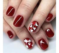 24 pièces courtes rondes presse sur ongles coeur couverture complète faux valentin bâton sur manucure fournitures
