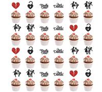 24 Pièces Cupcake Topper avec Inscription « Divorce », Décorations pour Cupcakes à Paillettes, Décorations de Gâteaux sur le Thème de la Rupture, Fournitures de Fête