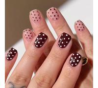 24 pièces d ' ongles à pression avec points et couleurs contrastées, pointes françaises artificielles ABS respectueuses des motifs pour un usage quotidien, acrylique Jump Color