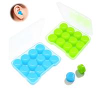24 pièces d’oreille pour dormir, pour nager | bouchons en silicone anti-bruit, moulables & réutilisables (12 bleus, 12 verts) - pour bureau, train, concert & voyage en avion - hypoallergéniques