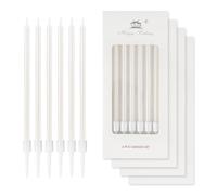 24 pièces de bougies d'anniversaire blanches, bougies de fête, bougies Happy Birthday, décorations de gâteau blanches, bougies de gâteau perlées longues pour filles, garçons, hommes, femmes