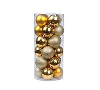 24 pièces de Boules de Noël Ornements 3/4/6/8cm, Morbuy Ensemble d?Ornements Peints en Couleur et étincelants et de Boules suspendues, Décoration d'arbre de Sapin de Noël (8cm,Jaune)