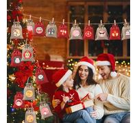24 pièces de calendriers de l'Avent à remplir, ensemble de calendriers de l'Avent DIY panemy 2025, 2025, 24 sacs en tissu à remplir soi-même avec pinces en bois, ficelle et autocollants pour enfants