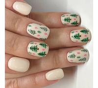 24 pièces de faux ongles de noël scintillants, longs en ABS, motifs à pression réutilisables, art d ' arbre festif pour femmes, événement de noël, presse sur les ongles