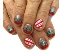24 Pièces De Noël Presse Sur Les Rayures Des Ongles Coller Sur Les Ongles Étincelants Français Faux Pour Fêtes Et Célébrations Couverture Complète Fausse