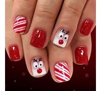 24 pièces de sabots frauduleux scintillants doublés de Noël, plan de persistance court et lisse, de cerf, application facile, fête, sabots persistants de célébration, de cerf court et