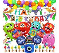 24 Pièces Décoration Anniversaire Monstre, Monstre Anniversaire Decoration, Monstre Gâteau Toppers, Convient pour la Fête d'Anniversaire, Décoration de Fête à Thème de Dessin Animé