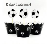 24 pièces Décoration de fête thème football - Décorations de petits gâteaux, wrappers et drapeaux pour anniversaire, Noël Taille Unique,24 pièces/ensemble,Petits bouts de papier - 24 pièces/ensemblePa