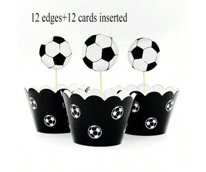 24 pièces Décoration de fête thème football - Décorations de petits gâteaux, wrappers et drapeaux pour anniversaire, Noël Taille Unique,24 pièces/ensemble,Petits bouts de papier - 24 pièces/ensemblePa