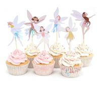 24 Pièces Décoration Gâteau Fée - Décoration de cupcake - Decoration Gateau Anniversaire Fille - Fairy Cake Topper - Pour enfants - Thé de l'après- midi - Thème D'Anniversaire Fêtes, Baby Shower