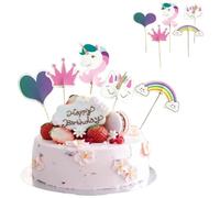 24 Pièces Décorations De Gâteau Licorne, Bâtons de Décoration de Cocktail, Dessus de Cupcake Arc-en-ciel, pour la Décoration de Cupcake, Décoration de Cocktail