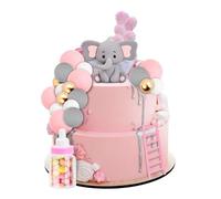 24 Pièces Décorations de Gâteaux pour Filles et Bébés, Décoration de Gâteau de Baby Shower, avec éléphant et DIY Boules à Gâteau, Idéal pour les Décorations de Gâteaux de Révélation de Genre