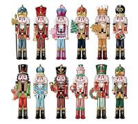 24 pièces Décorations de Noël pour Sapin de Noël Casse-Noisettes Soldats Casse-Noisettes Décorations en Bois pour Sapin de Fournitures pour fêtes de Fin d'année Bricolage