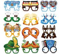 24 Pièces Décors de Fête du Festival d'Octobre Lunettes en Papier du Festival de Bière Bavaroise Lunettes Drôles d'Accessoires de Photomaton pour Fournitures à Thème Allemand
