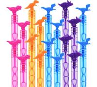 24 Pièces Dinosaure Bulles de Savon, Mini Bulle de Savon pour Enfants la fête et Les Anniversaires, Halloween, Noël, Savon Tubes Contient de Liquide (Quatre Couleurs)