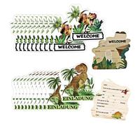 24 Pièces Dinosaure Carte Invitation Kit, Dino Invitation d'anniversaire, Carte Invitation Thème Dinosaure pour Enfants, Fille, Garcon, Dinosaur Party