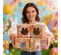 24 Pieces Easter Boxes, Clear Bunny Head Window Containers, Easter Transparent Treat Boxes for Cake Cookie Snack Toy Craft, Project Party Favor Storage, Decorative Holiday, 3.94x3.94x2.36 Inches