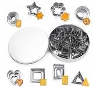 24 Pièces Emporte Piece Patisserie Carre, Mini Emporte Pièces, Moule à Emporte-Pièce pour Enfants, 8 Formes Coupe-Biscuit de Formes Géométriques avec Boîte de Rangement pour Cuisson, Bricolage