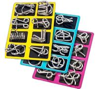 24 Pièces Ensemble de Puzzle en MéTal, Métal Brain Teaser Puzzle 3D Jeux de Patience Ensemble IQ Test Disentanglement Puzzles Jeu Magic Toy Trick pour Enfants et Adultes Challenge