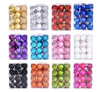 24 pièces Ensemble d'ornements de boules de Noël de 3 cm/1,18 po, décorations suspendues pour arbre de Noël pour les festivals et la vitrine Rose 24 pièces,Argent 24 pièces,Or 24 pièces,Blanc 24 pièce