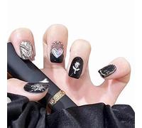 24 pièces/ensemble Faux ongles Ongles en acrylique Ongles couvrants Brillance longue durée Convient aux femmes et aux jeunes filles (Foncé Doux Frais)