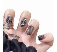 24 pièces/ensemble Faux ongles Ongles en acrylique Ongles couvrants Brillance longue durée Convient aux femmes et aux jeunes filles (Encre Rourke)