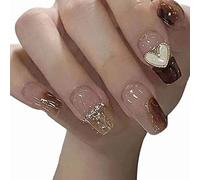 24 pièces/ensemble Faux ongles Ongles en acrylique Ongles couvrants Brillance longue durée Convient aux femmes et aux jeunes filles (Chaîne d'amour)