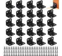 24 Pièces Équerre d'assemblage 90 Degrés à Angle Droit, Équerre de Fixationen Forme de L avec 100 Vis, Équerre de Assemblage Renforcée Inox, pour Fixation et Réparation Meubles, 30×30×16mm, Noir